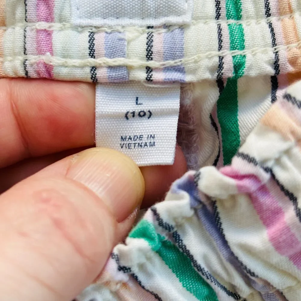 Gap Kids Girls Size L 10 Pastel Striped Pull-On Shorts Tassel Cotton Summer